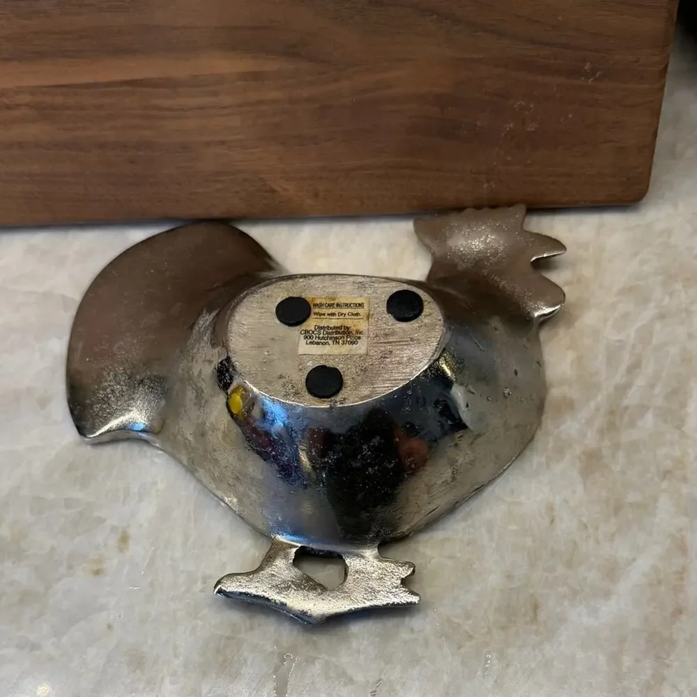 Vintage aluminum Rooster bowl